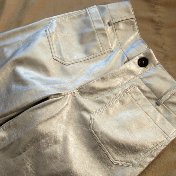 Maeve By Anthropologie Pants Womens,sz. 25P Wide Leg,Faux Leather,Silver - Picture 5 of 12